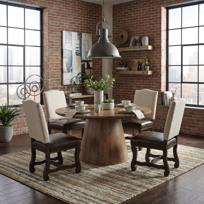 5-Piece Solid Wood Dining Set, Walnut