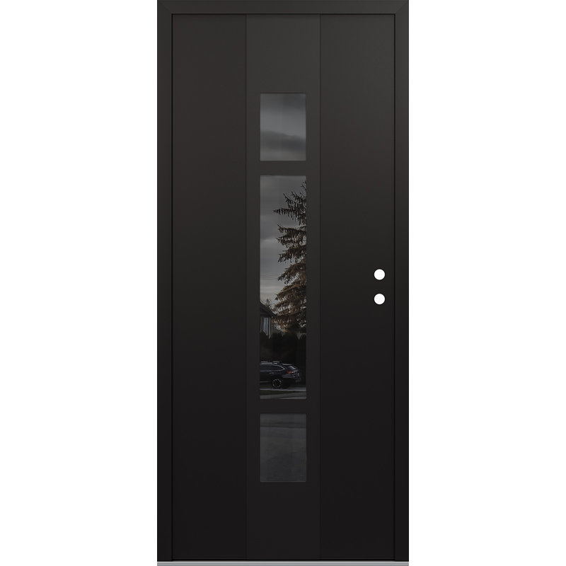 Porte d'entrée pré-suspendue Diamond A9, S'ouvre à gauche vers l'intérieur, Noir / noir / miroir