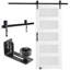VEVOR 3-Lite Frosted Glass and Wood Paneled Barn Door with Installation Hardware Kit-1102811605
