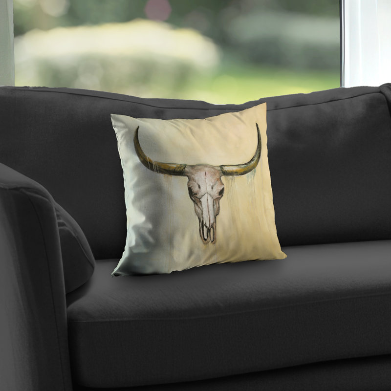 Cow Skull - Poly Twill Throw for Home Decor | Rustic Charm – Throw Pillow Cover Only, Double-Sided Print, Insert Not Included