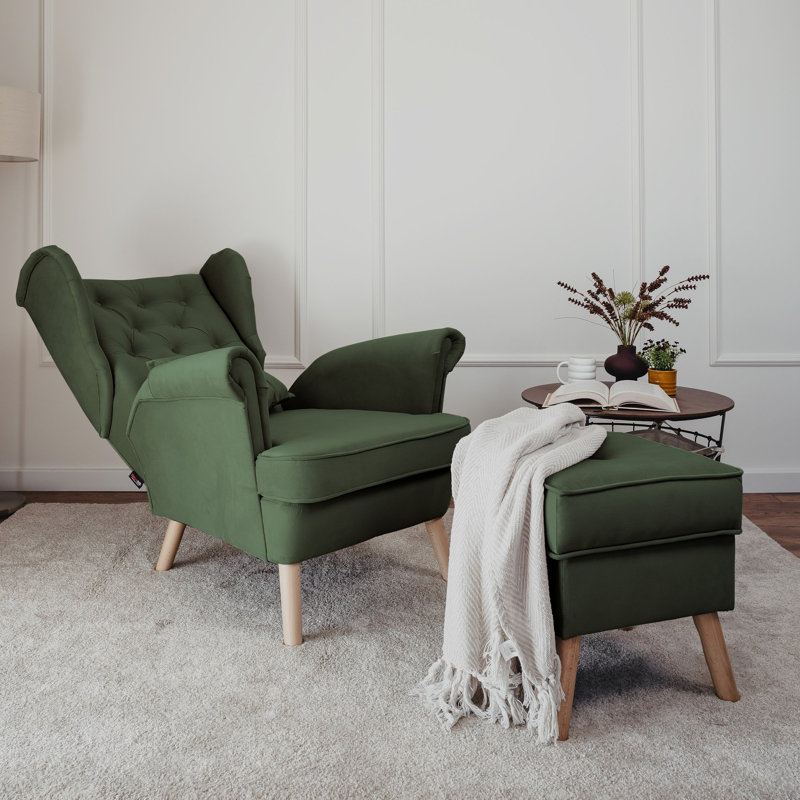 Upholstered Armchair, Green
