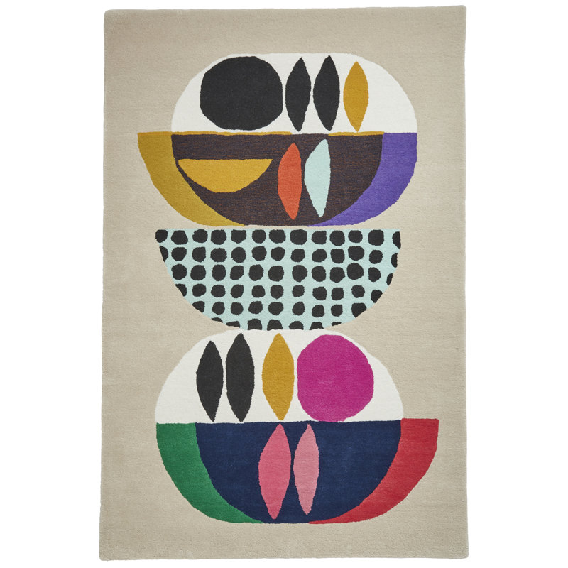 Inaluxe Favela Wool Hand Tufted Cream/Blue/Black Rug, Rectangle 160 x 220cm