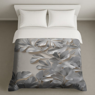 Silver Metal Leaves Duvet Covers