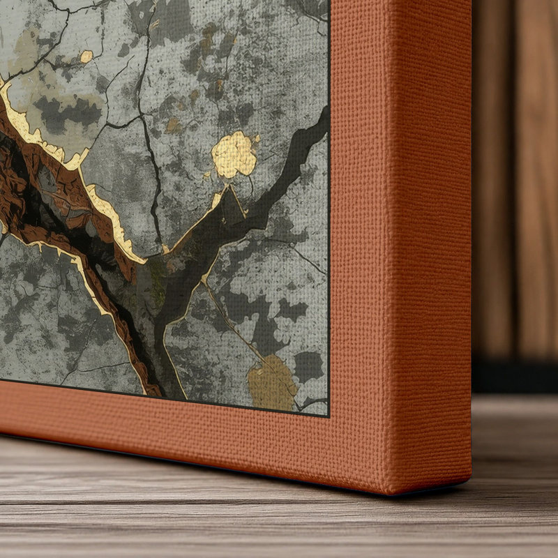 Weathered Stone Industrial - Wrapped Canvas, 18x12 - 45.7 x 30.5 cm, Terracotta Border