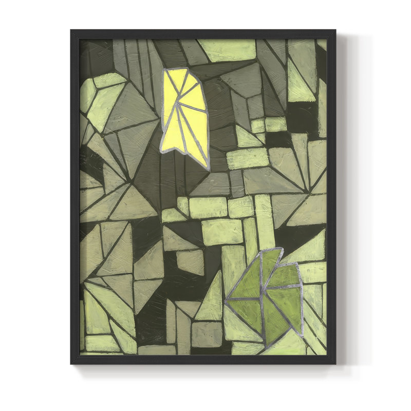 Cubic Prism II, reproduction encadrée - bois massif, H 11 po x l 9 po, Noir, noir, noir, noir