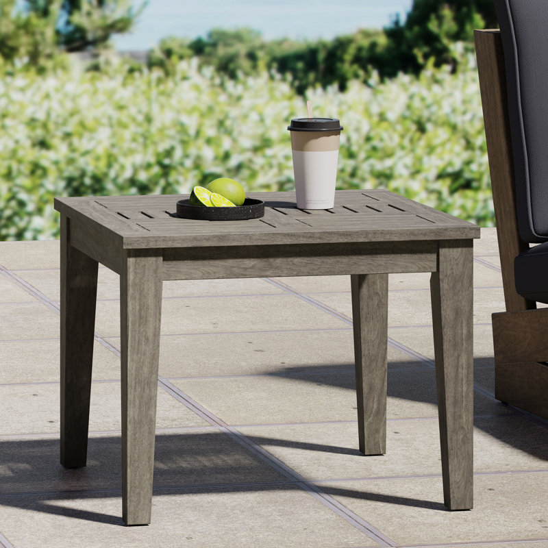 Grey Wood Side Table, Minimalist Outdoor Transitional, 20x20x15.7, 30lbs Capacity Max Table In Grey, Space For Yard, 20"x20"x15.7", Weight Limit