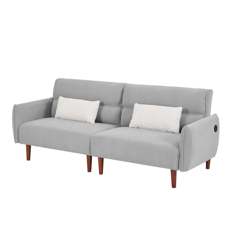 Kassity Square Arms Sofa, Gray Corduroy