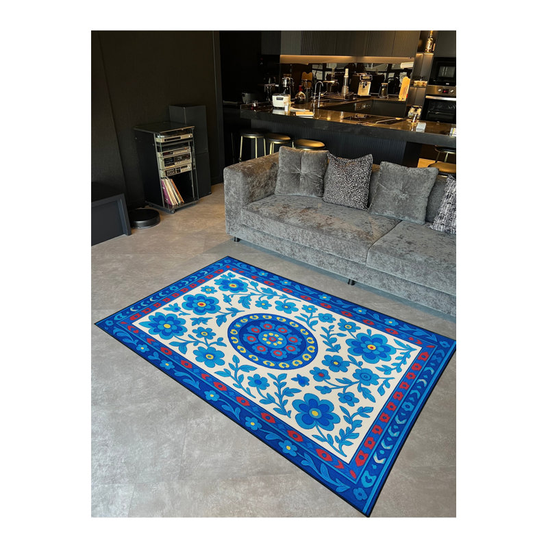 Tapis vert tissé à motif lavable Mosso, 2'4" x 3'11"