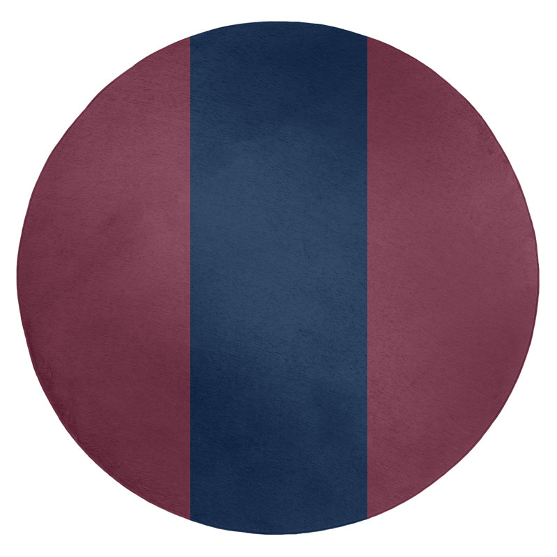 Tapis de vin à rayures/bleu marine, Rond 5 pi