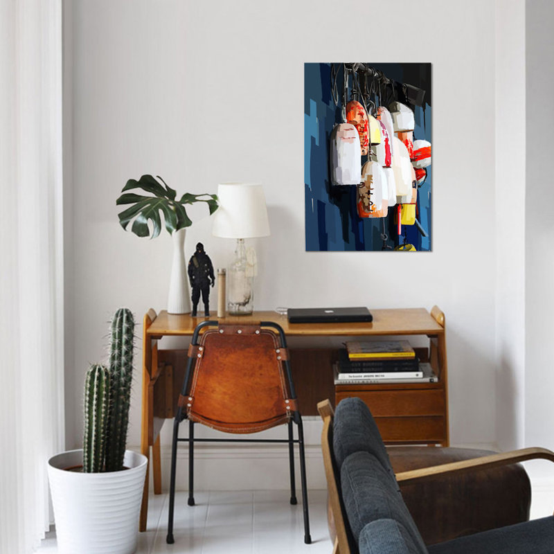 « vibrant bouées ii », reproduction sur toile, H 12 po x l 8 po x P 0,75 po, Toile tendue, Pas de tapis