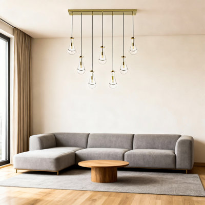 7-Light Glass Raindrop Pendant for Living Room Kitchen