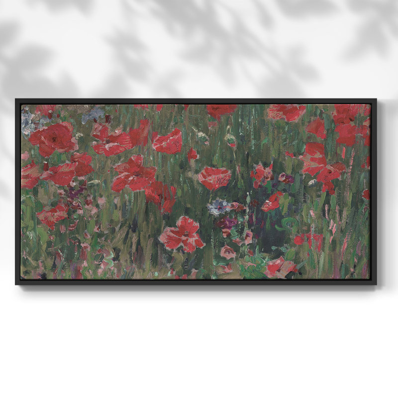 Botanical Series-CDXCVI- Toile tendue avec châssis encadré - Prêt à être accroché, H 17 po x l 33 po, Noir