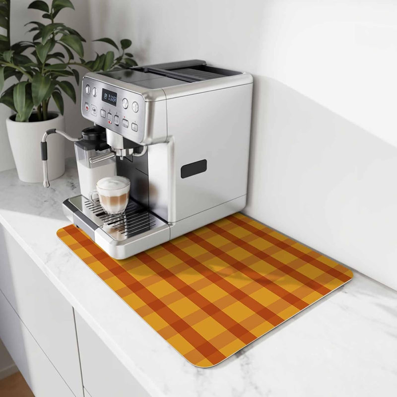 Tapis de cuisine à carreaux vichy classiques, absorbant et antidérapant, idéal pour égoutter la vaisselle et décorer votre plan de travail. Dimensions : 51 x 81 cm (20 x 32 pouces). Parfait pour la journée de Thanksgiving.