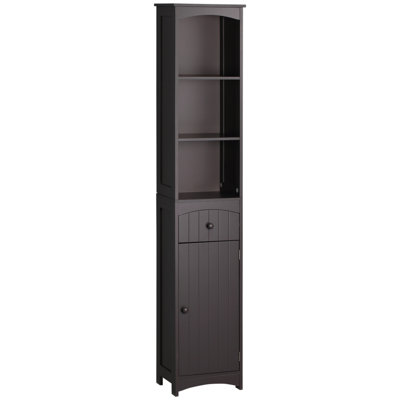 Bathroom Storage Cabinet, Free Standing Bathroom Storage Unit, Tall Linen Tower with 3-Tier Shelves and Drawer, Brown