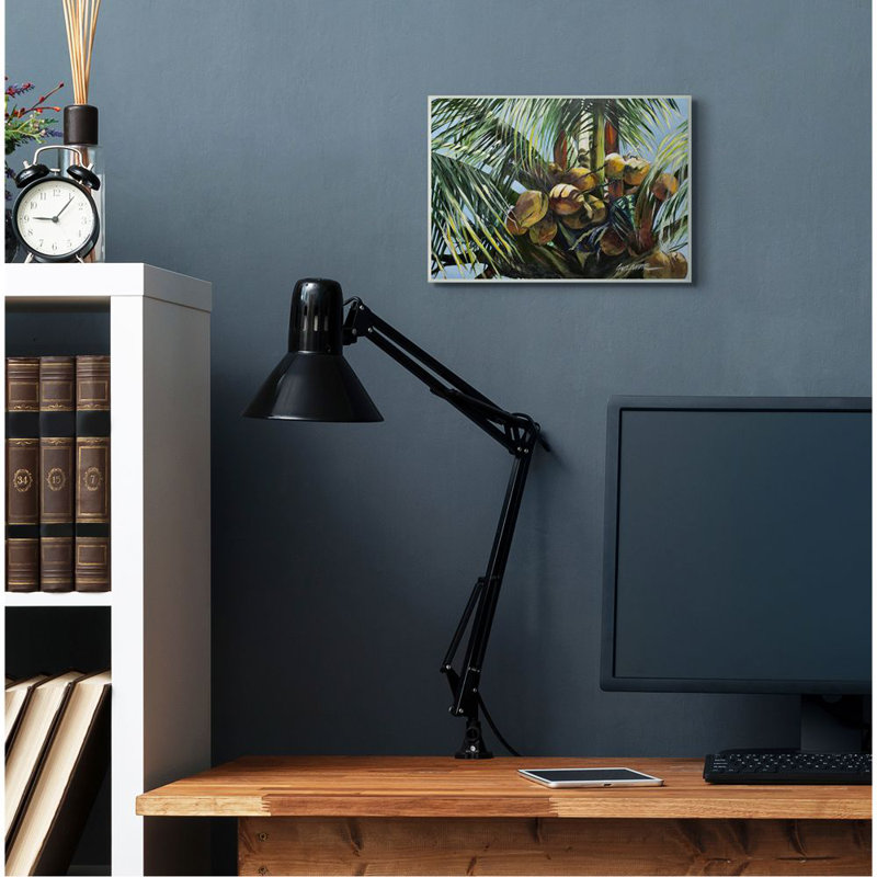 « tropical palm, jaune vert jaune », reproduction d’art, H 10 po x l 15 po x P 0,5 po, Plaque en bois