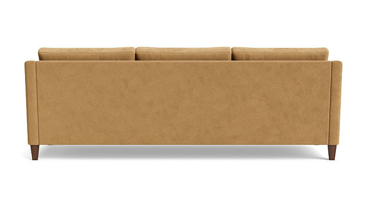 Vera Sofa (95"), Walnut Finish (Angled), Performance Velvet - Nutmeg