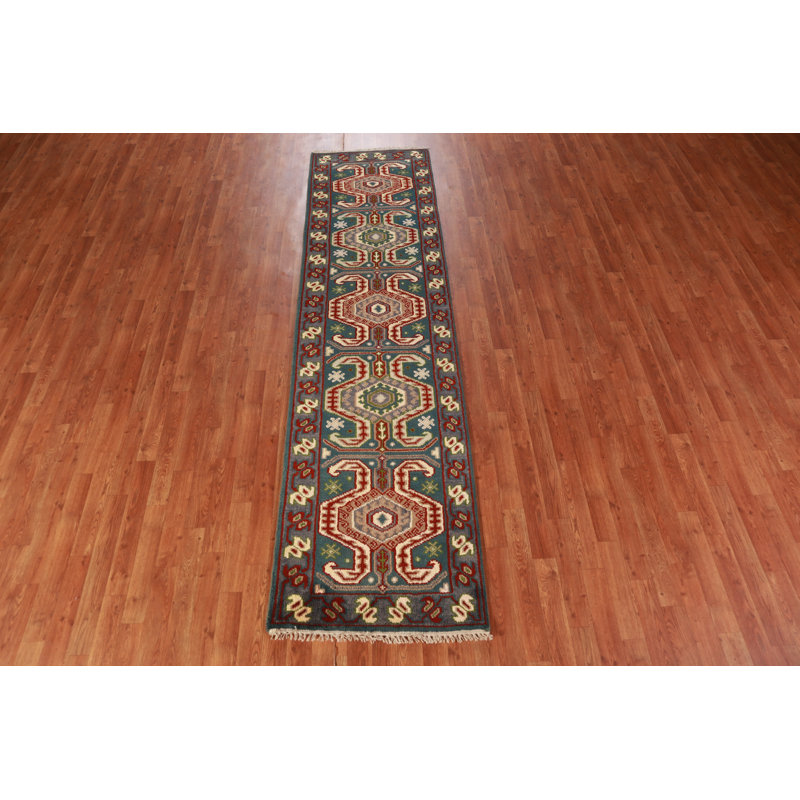 Geometric Kazak Indian Runner Rug 3x10