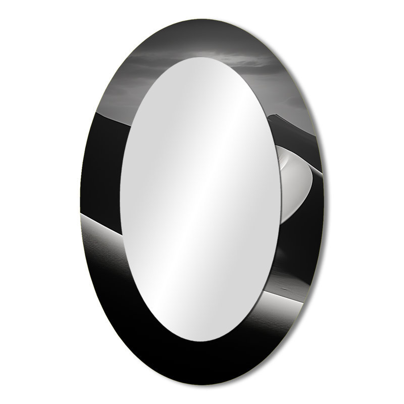 Desert Dreams Oasis III - Modern Oval Wall Mirror, 36" x 24"