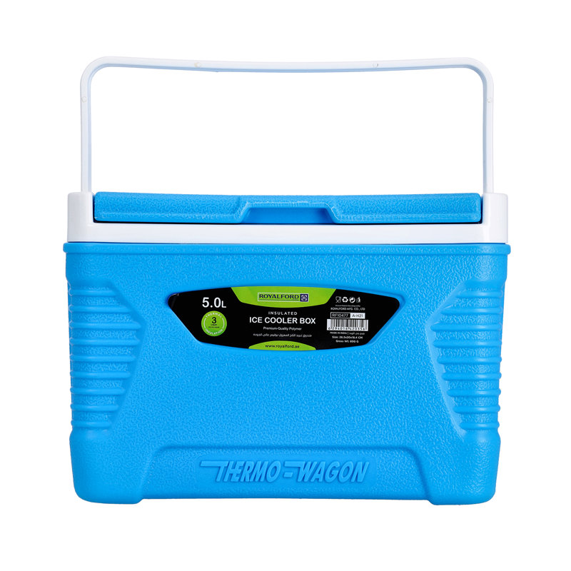 Royalford 5L Insulated Cooler Box Hot/Cold Freezer Box with Integrated Lock Lid, Blue