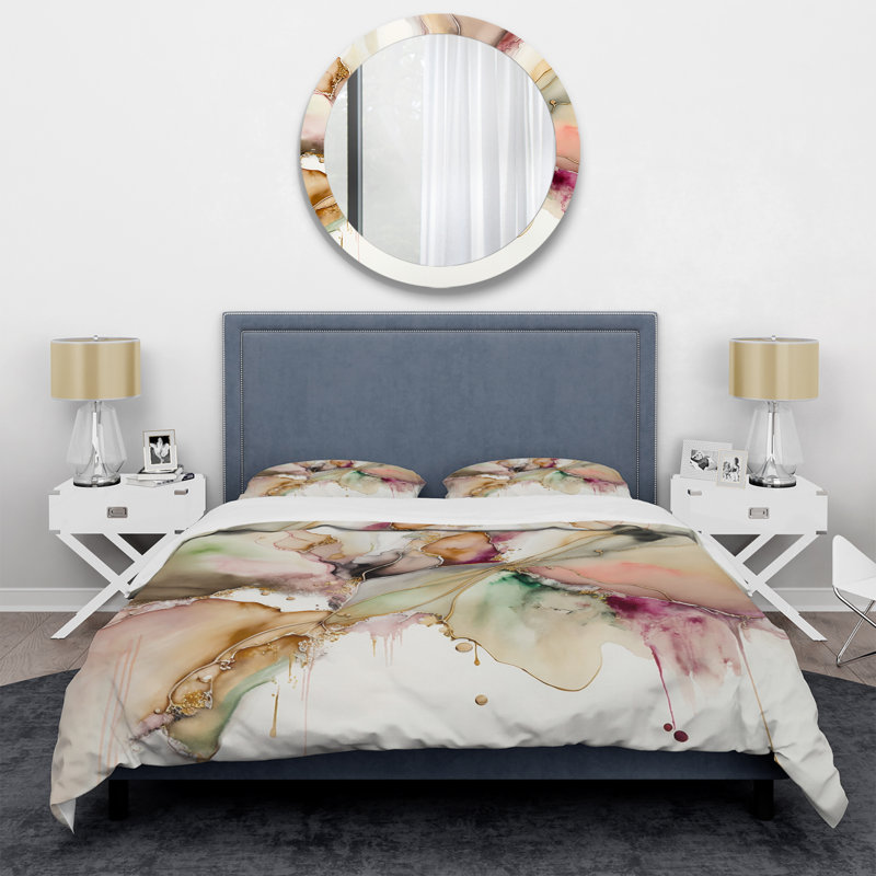 Ensemble de housse de couette abstrait en microfibre de polyester liquide, Housse de couette très grand et 2 très grandes t