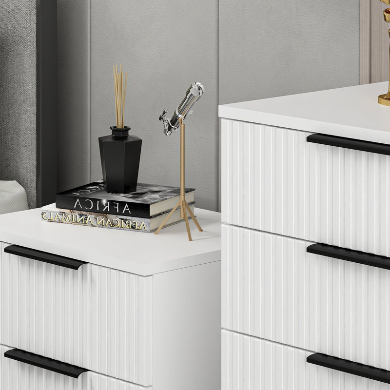 Commode blanche moderne avec de nombreuses tablettes Wesa, 28,3 po x 30,3 po x 16,5 po | 100% panneau de particules enduit de mélamine, épaisseur: 0,7 pouce | Solution de rangement élégante pour la chambre à coucher et le salon, conception élégante de couleur unie