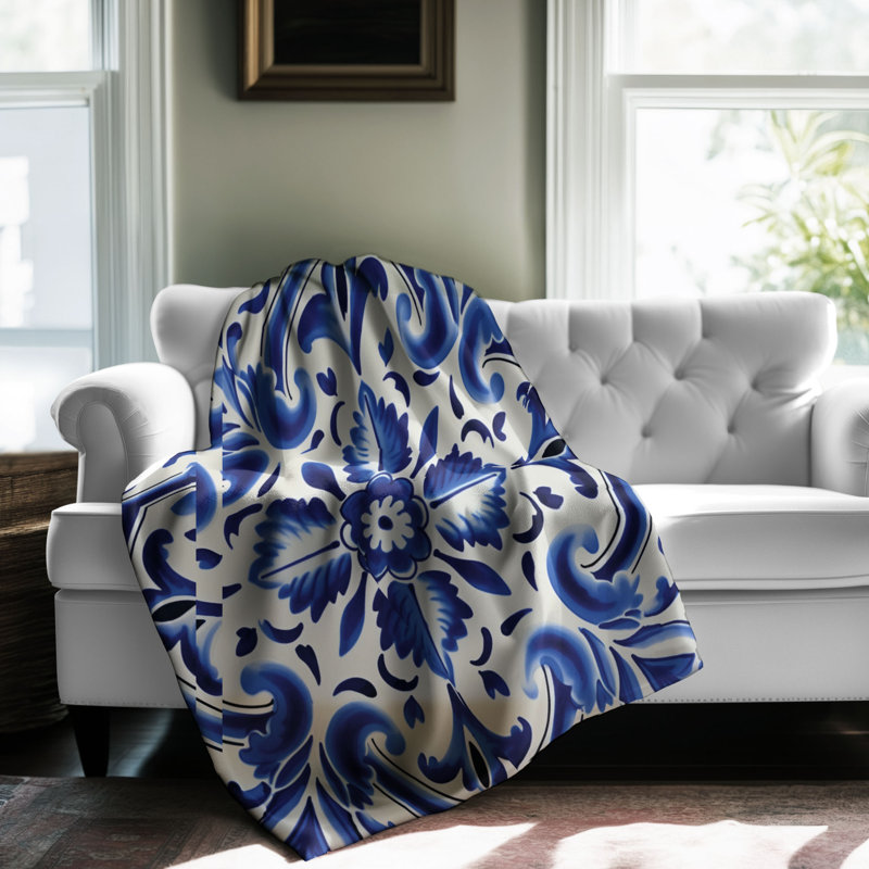 Azelejos Motifs - Couverture Sherpa de qualité supérieure 1 pièce, L 60 po x L 80 po