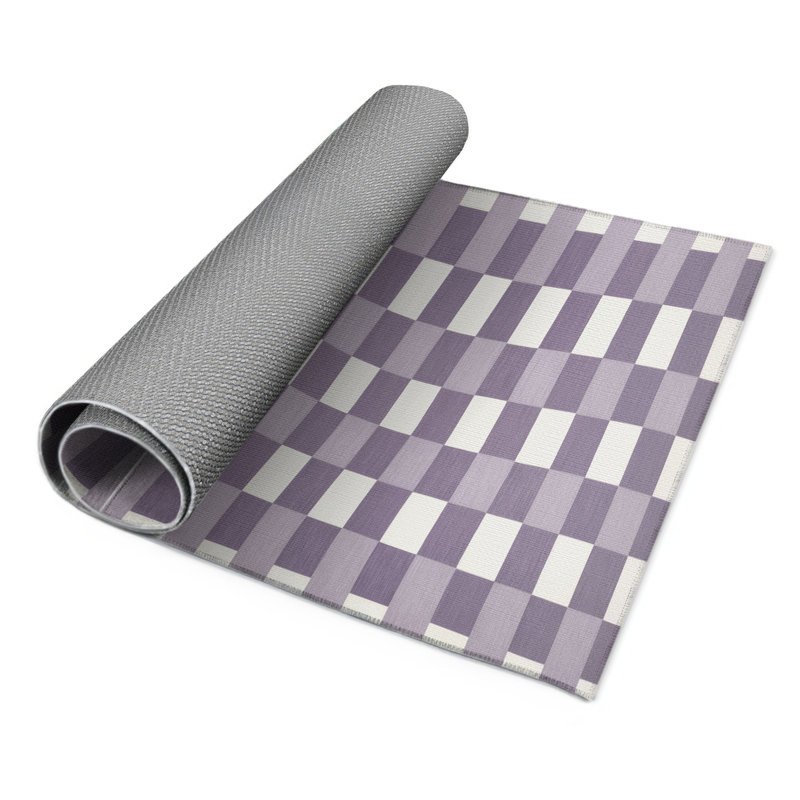Tapis d'intérieur et d'extérieur à carreaux rose, Rectangulaire 3 pi x 5 pi