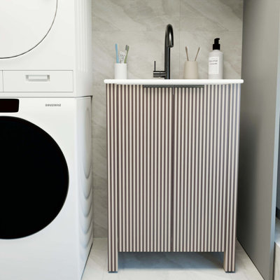 Armoire de salle de bain portable au sol pliable assortie au lavabo en céramique standard