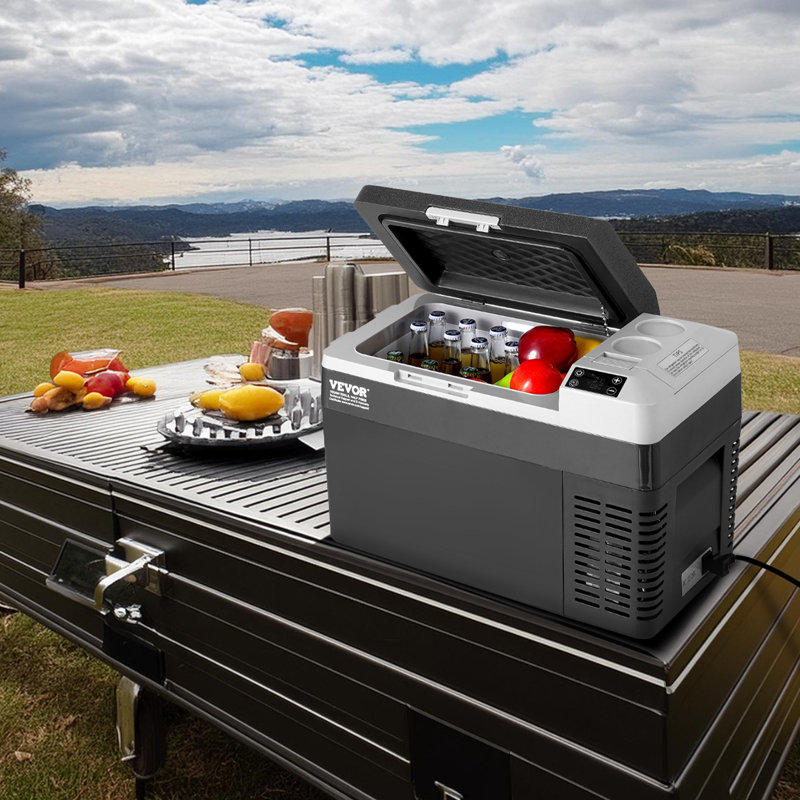 VEVOR 25L Black and Gray Portable Car Refrigerator Freezer