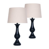 Plastic,S,2,24"H,Teardrop Table Lamps,Blk