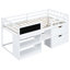 Lit mezzanine simple bas avec bureau à roulettes, tablette en blanc-785693474