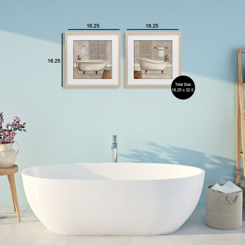 «Relaxing Neutral Bath», ensemble de 2 impressions encadrées sous verre, design par Carol Robinson, H 16 po x l 16 po