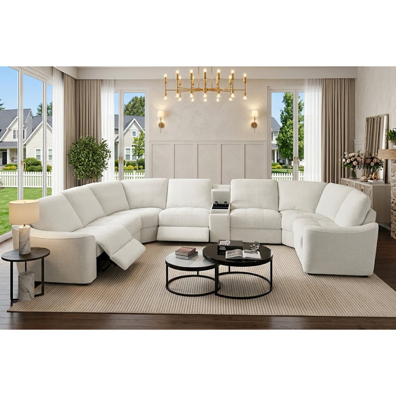 Canapé modulaire inclinable électrique en U avec ports USB, espace de rangement et siège surdimensionné