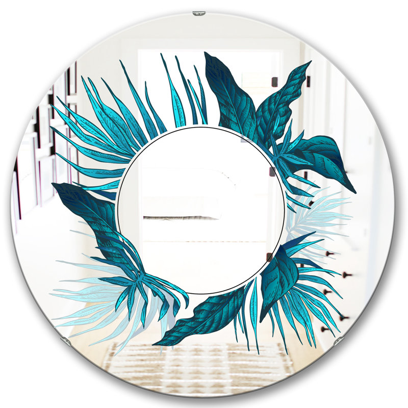 Miroir d'appoint tropical, H 23,6 po x l 23,6 po, Bleu