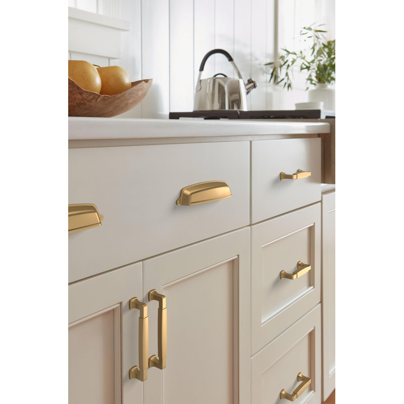 Stature 3-3/4 inch (96mm) Center-to-Center Champagne Bronze Cabinet Pull, 3 3/4", Champagne Bronze