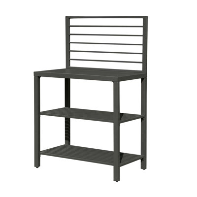 Outdoor Kitchen Island With Storage, Aluminum Kitchen Storage Island Kitchen Food Prep Table With Double Storage Rack, Freestanding Bar Center With Protective Cover Indoor Outdoor