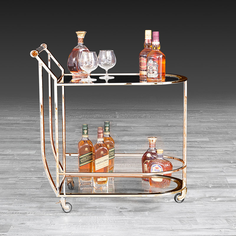 Westra Metal Bar Cart, Rose Gold