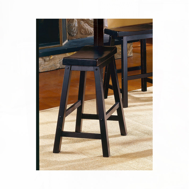 Ensemble de tabourets de bar sans dossier, pieds en bois, Noir