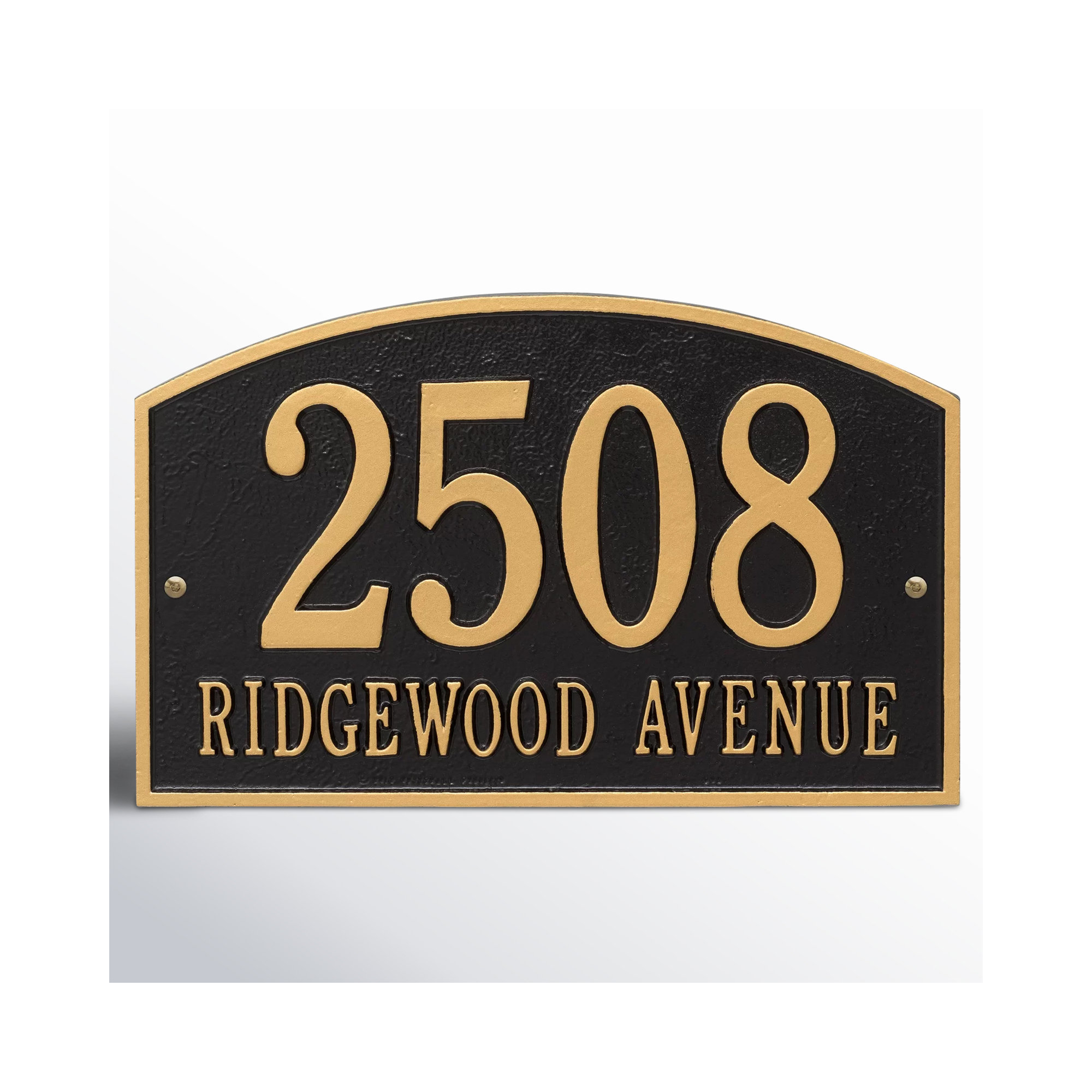 Legacy 2-Line Wall Address Plaque, Black / Gold, Yes