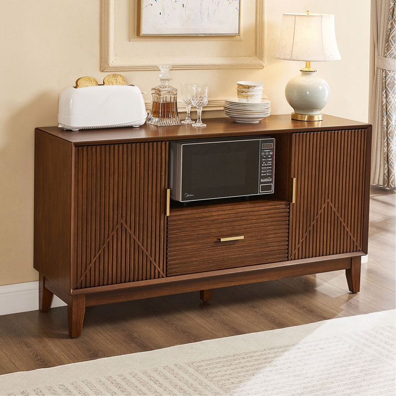 Meuble audio-vidéo Mid-Century avec tiroir et armoires