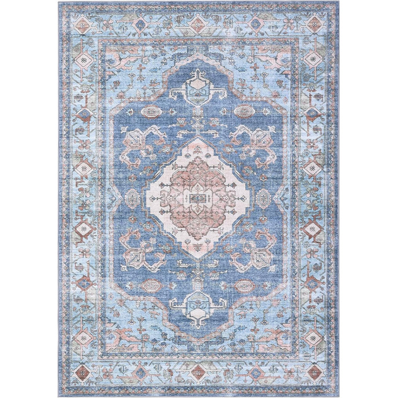 Runner Rugs 2x6 - Machine Washable, Low Pile, Non Slip Carpet, Boho Floral Area Rug for Living Room, Bedroom, Laundry Room, Kitchen, Gray