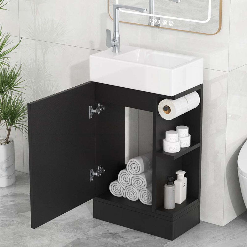 Meuble-lavabo 18,6 po avec lavabo, Noir