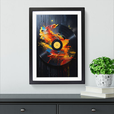 XYZ-FRM-V1223-1668 Vinyl Record Tachisme No.2 - Single Picture Frame Print on Wood