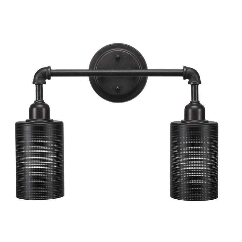 Éclairage pour meuble-lavabo 2 lumières rétro Snider, Bulle transparente, Granite noir
