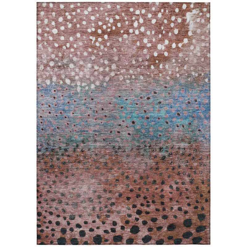 Nuvane Orange Washable Indoor-Outdoor Rug - , 10' x 14'