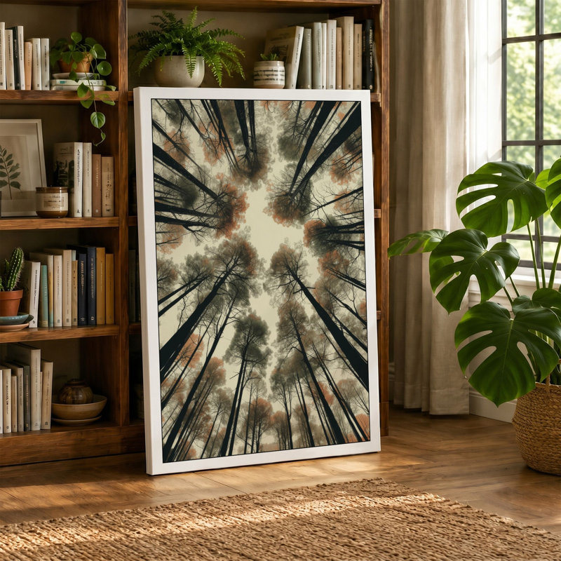 Canopy Looking Up Scandinavian 1 Piece Wrapped Canvas Wall Art, 24x16 - 61.0 x 40.6 cm, Sage Border
