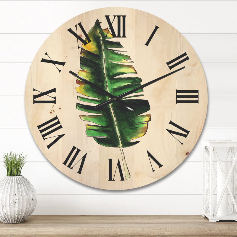 Horloge murale simple feuille de bananier, Moyen