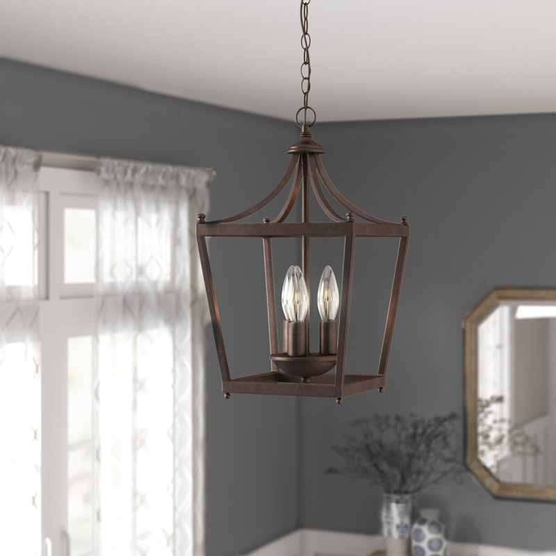 Luminaire suspendu géométrique à 3 lumières Alysee, Bronze brillant