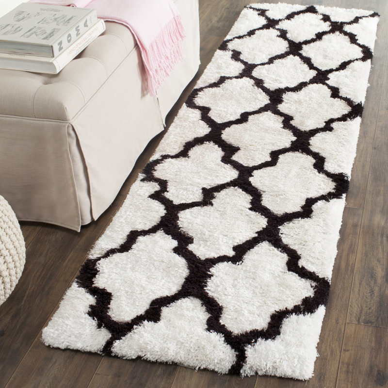 Rozanne Shag Hand Tufted Performance Geometric Rug, Runner 2'3" x 8'
