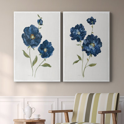 Coquelicots bleus - Toile tendue avec châssis de qualité supérieure - Prêt à être accroché